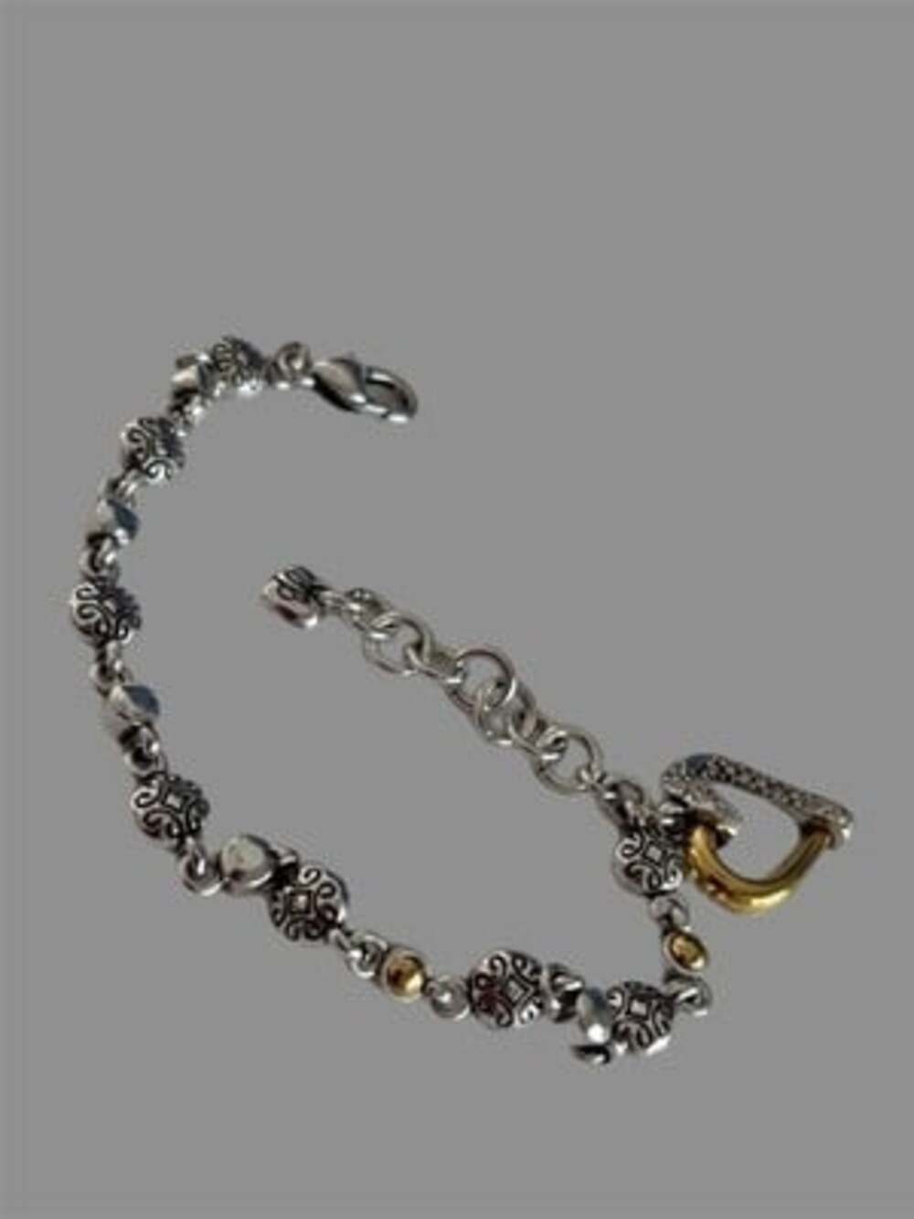 Brighton Awakened Heart Bracelet Two Tone Heart With Crystals.